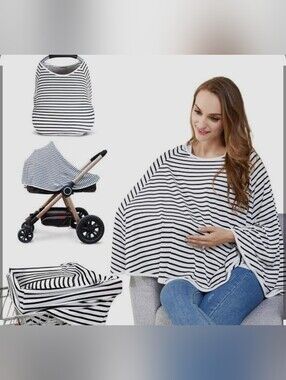 KEFEE KOL Breastfeeding Cover Nursing Poncho Black and White Stripe Or SKIRT :)